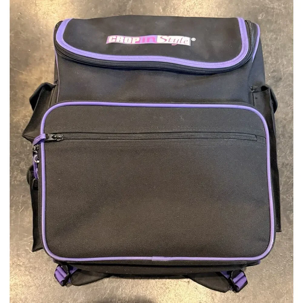 Crop In Style Scrapbooking Backpack Crafting Organizer Black/Purple Bag